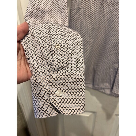 Luchiano Visconti Men's Medium Button Up Shirt‎ Lavender Blue Paisley Cotton - Picture 5 of 8